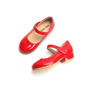 Imagem de THEE BRON Sapato infantil de princesa com salto alto dourado para meninas, 902-vermelho, 9 Toddler