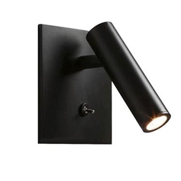 Imagem de Luminária de cabeceira de parede com interruptor e cabeça ajustável, LED de 3W, embutida na parede, ideal para quartos, dormitórios, salas de estar e trailers, 3000K.