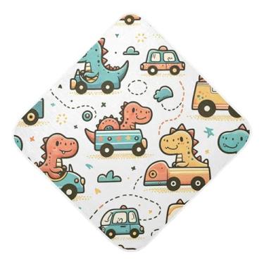 Imagem de Burbuja Toalha de banho de bebê de dinossauro fofo - Toalha com capuz de musselina macia e absorvente para recém-nascidos, 89 x 89 cm