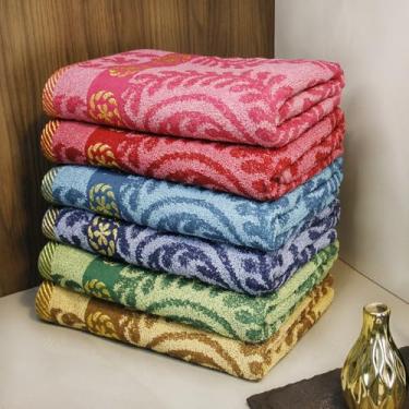 Imagem de Kit Toalhas de Banho Estampada Grande 140x70cm Felpuda Macia Bordada Sortida – Ideal para Banho Praia e Viagens (3 Toalhas)