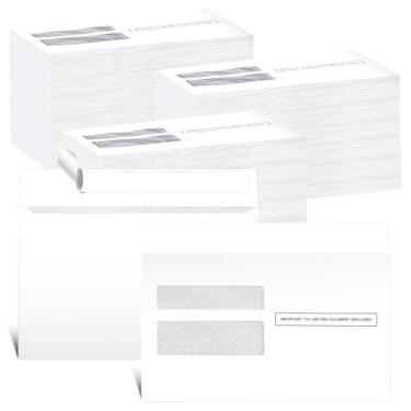 Imagem de Sayglossy 500 envelopes W2 2025 com janela dupla, envelopes autoselados de segurança fiscal, 24 x 14 cm