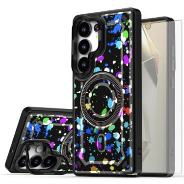 Imagem de Asuwish Capa de celular para Samsung Galaxy S25 Ultra 5G capa magnética com protetor de tela e suporte rígido híbrido de carregamento sem fio pintado S25Ultra 25S S 25 25Ultra 6.9 2025 feminino