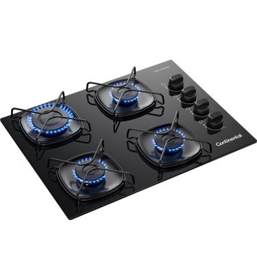 Imagem de Cooktop a Gás Continental 4 Bocas, Mesa de Vidro, Acendimento Automático - KC4GR - Preto
