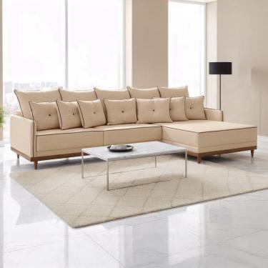 Imagem de Sofá Living 260cm Chaise Lado Direito Athena Bege