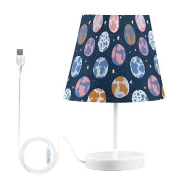Imagem de Joisal Cosmos Planets Candeeiro de mesa para dormitório universitário abajur amigável aos olhos, abajur de cabeceira, lâmpada moderna, decoração de criado-mudo