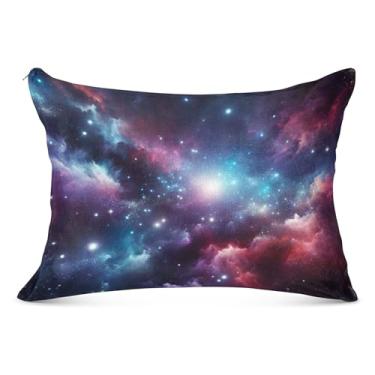 Imagem de Fronhas decorativas nebulosa espacial flanela padrão queen king size fronhas divertidas para cama de casa sofá, tamanho king, 50,8 cm x 101,6 cm