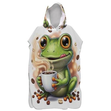 Imagem de Joisal Roupão de trocador fofo de sapo de surfe para adultos poncho masculino absorvente com capuz toalha floral com capuz de praia