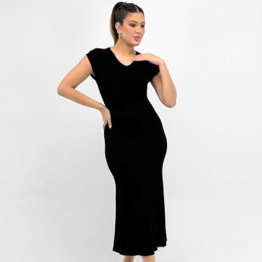 Imagem de Vestido Formitz Midi Canelado Manga Curta Feminino-Feminino
