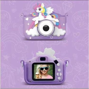 Imagem de Câmera Digital Infantil Lilás – Tira Fotos, Grava Vídeos e Jogos – Antiqueda, Com Alça de Segurança – Presente Educativo e Divertido