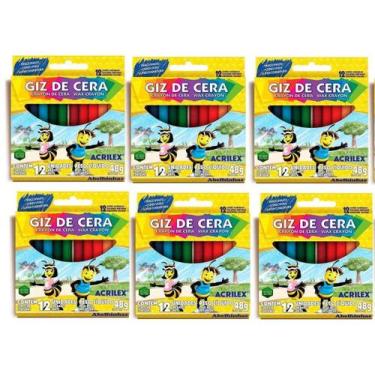 Imagem de Giz De Cera 12 Cores Acrilex Kit com 6 Caixas