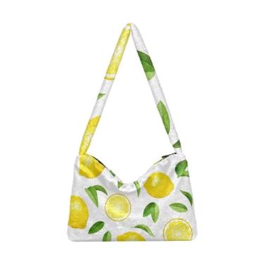 Imagem de GAIGEO Foxes Bolsas de ombro femininas para jogar futebol, bolsa de ombro feminina, bolsa feminina para uso ao ar livre, Limão com folha, One Size