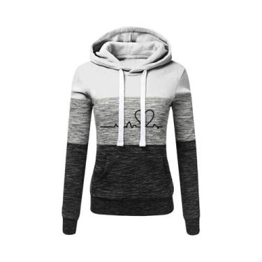 Imagem de Conjunto De Moletom Feminino Com Capuz E Calças De Cor Block Casual Pa