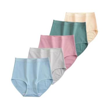 Imagem de Calcinhas De Algodão plus Size De Cintura Alta Para Mulheres 5 Peças/L
