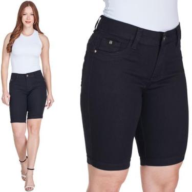 Imagem de Bermuda Jeans Feminina HNO Cintura Alta Preto  - HNO Jeans, 38