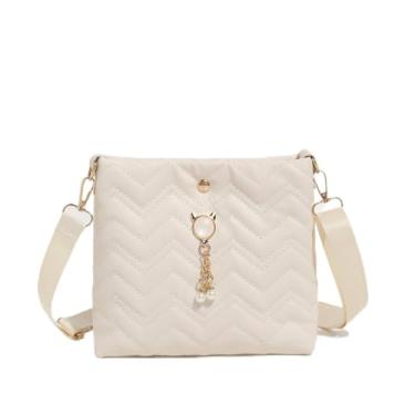 Imagem de Bolsa tiracolo feminina moderna de couro leve para viagens diárias, Bege, Utilitário