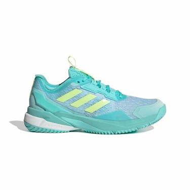 Imagem de adidas Crazyflight 6 Tênis feminino para uso interno, Flash Aqua/amarelo/branco, 41
