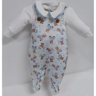 Imagem de Macacão Jardineira Plush Bebê Menino Inverno LessaKids B9267-Masculino