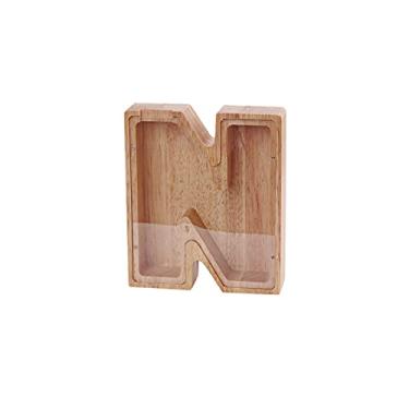Imagem de Porco-espinho de Bambu Madeira Forma Letras em Inglês Cofre para Moedas Caixa Armazenamento Pot Dinheiro Presente Ornamentos Mesa Quarto