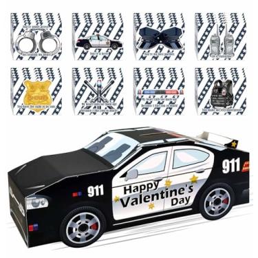 Imagem de HEIPINIUYE Cartões de dia dos namorados para crianças, carro de polícia, caixa de cartão de dia dos namorados para crianças, sala de aula, escola, troca de presentes, artigos de festa, caixa de