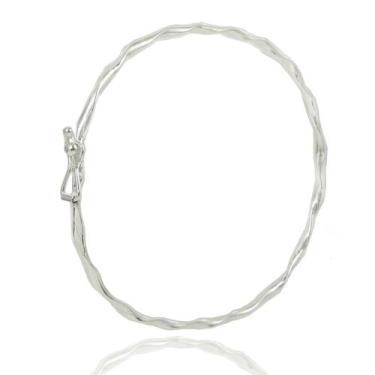 Imagem de Pulseira Bracelete Feminino Prata Pura Torcido Delicado 2mm - Lojas La