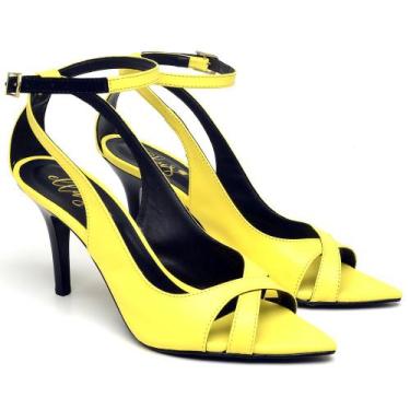 Imagem de Sandália Salto Médio Napa Solar Preto Ella's, 35, Feminino, Amarelo