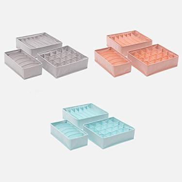 Imagem de 3 unidades Organizador de Sutiãs e Roupa Intima Múltiplos Tamanhos Caixa Armazenamento Doméstica TNT Pliável Gaveta Armário para Lenços Meias