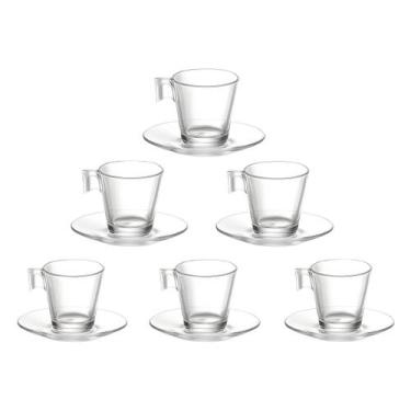 Imagem de Conjunto De Xícaras De Café Com Pires De Vidro Clear 80 ML Transparent