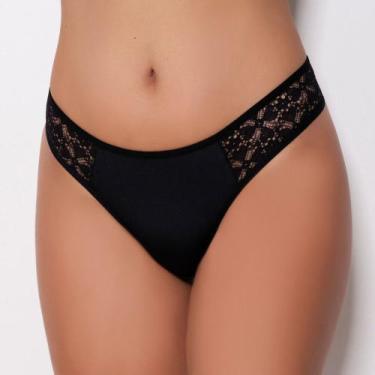Imagem de Tanga Bruna Básica Confortável com Detalhe em Renda Cor:PretoTamanho:M