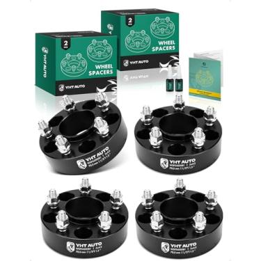 Imagem de YHTAUTO Espaçadores de roda centralizados de cubo 5 x 4,5 polegadas de 4,5 polegadas para Ford Explorer, Edge, Mustang, Ranger, Lincoln MKX, Town Car, Mercury Models Espaçadores de pneu 5 x 114,3 mm Espaçadores de pneu 70,5 mm furo do cubo 5 terminais 4 peças adaptador de roda preto