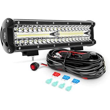 Imagem de Nilight ZH411-A 30 cm 300 W combo de ponto de inundação com fileira tripla de 3000 LM luzes de LED off-road para caminhões com kit de fiação 16 AWG