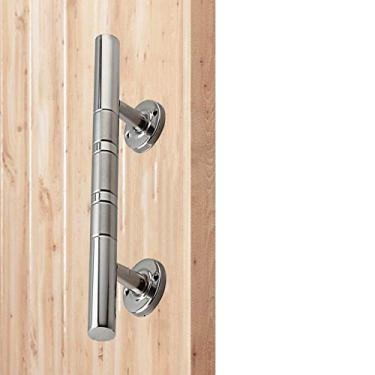 Imagem de Maçaneta de porta de aço inoxidável escovado, maçaneta de porta de celeiro de madeira comercial, instalação de parafuso, prata - 6 tamanhos (tamanho: 400 250 mm) (300 * 200 mm)