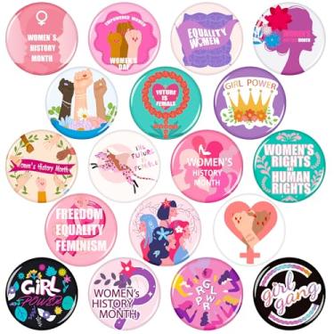 Imagem de SEPGLITTER Botões femininos do mês da história, 54 peças de broches inspiradores feministas brindes de conscientização feminina para roupas, mochilas, bolsas, chapéus, artigos de festa de escritório