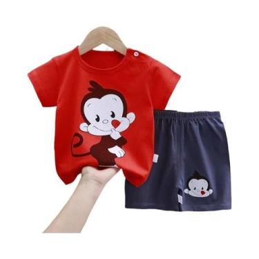 Imagem de Conjunto De Roupas De Verão Para Crianças, Camiseta De Algodão E Short