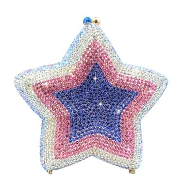 Imagem de Usuisy Novidade 3D Star Shape Bolsa feminina de cristal clutch noite festa baile jantar strass clutch bolsas e bolsas, mini, Rosa, roxo, Mini