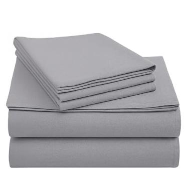 Imagem de California Design Den Conjunto de lençóis de cama de solteiro de flanela - Feito em Portugal 100% algodão, substancial, aveludado, macio, conjunto de lençóis de cama de solteiro de flanela de 3 peças