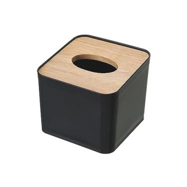 Imagem de Suporte de caixa de lenços de papel higiênico de madeira, porta-lenços de papel higiênico, toalha de armazenamento, dispensador de papel de seda, capa de caixa de lenços faciais para escritório em