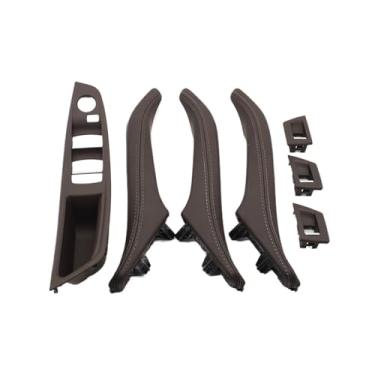 Imagem de 7 pçs motorista da mão esquerda lhd interior do carro esquerda direita puxador da porta de couro conjunto conjunto Compatível com bmw série 5 f10 f11 523i 525i 528i(B Moka-7PCS)