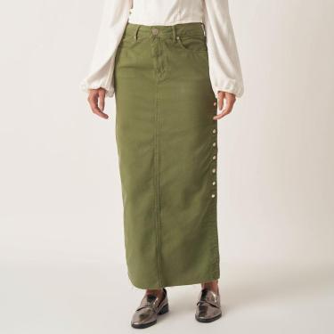 Imagem de Saia Jeans Longa Abertura Botões Lateral-Feminino