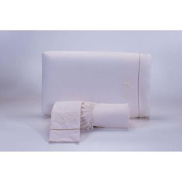 Imagem de Jogo Lençol Casal Super King 3 Peças Palha 200 Fios Algodão