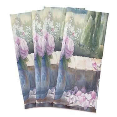 Imagem de xigua Conjunto de 6 panos de prato de cozinha de flores vintage, toalhas de cozinha macias altamente absorventes de secagem rápida para limpeza de pratos e limpeza manual, 71 x 45 cm