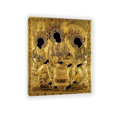 Imagem de SDYJ6GSW Capa para o ícone da Santíssima Trindade por Andrei Rublev Pôster Impressão Vintage Pintura Tela Andrei Rublev Arte de Parede Estética Presente de Feriado Decoração de Casa para Sala de Estar