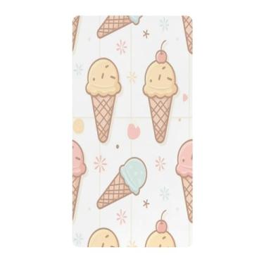 Imagem de Blueangle Lençol de berço padrão para berço infantil - Lençóis de algodão macio e respirável com estampa de sorvete (783)