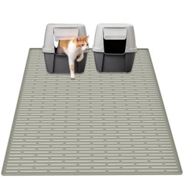 Imagem de Ultibe Tapete extra grande de silicone para gatos de 100 x 75 cm, tapete de armadilha de areia XXL para embaixo da caixa de areia, apanhador de areia antiderrapante à prova d'água, tapete fácil de