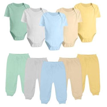Imagem de Kit Body Curto e Mijão 10 Pçs Roupinha de Bebê Menino Menina - Koala B