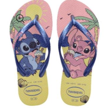 Imagem de Chinelo Infantil Menina Havaianas Slim Disney Stitch, Amarelo, Rosa, 2