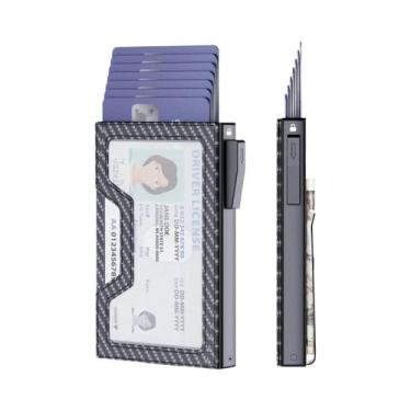 Imagem de Carteira Masculina De Metal Com Bloqueio RFID E Ejeção Automática De C