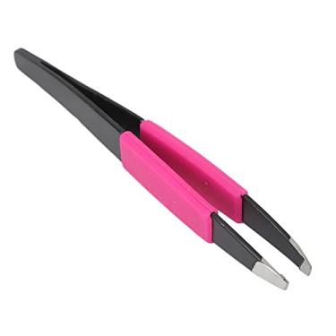 Imagem de Pinça de sobrancelha profissional de aço inoxidável para aparar e modelar sobrancelhas com precisão, ferramenta de beleza antiderrapante preta