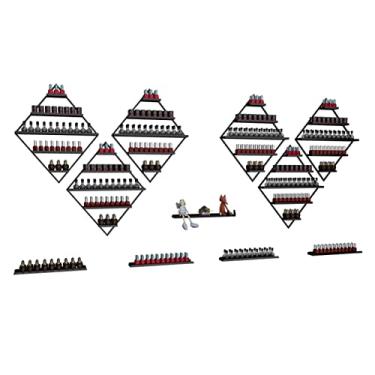 Imagem de Prateleiras flutuantes de metal montadas na parede, prateleiras flutuantes, suporte de metal para exibição de esmalte, organizador de esmalte dourado para salão de unhas, armazenamento de óleo