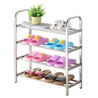 Imagem de Prateleira de sapato, organizador de sapato, 4 níveis, de aço inoxidável, organizador de armazenamento de sapatos, para entrada, quarto, sala de estar, corredor, sapato, suporte ()