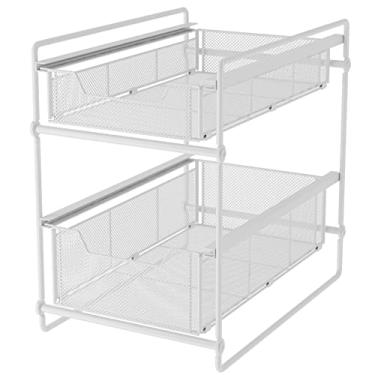 Imagem de Prateleiras flutuantes, organizador para banheiro/cozinha, organizadores sob a pia e armazenamento 2 camadas sob o armário organizador de banheiro gaveta deslizante (cor: marrom, tamanho: 40 x 27 x 40